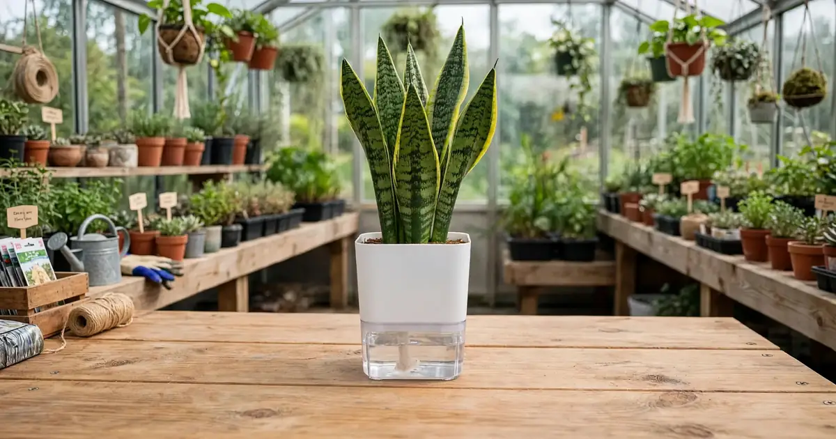 Buy Snake Plant with Self Watering Pot - gardenshop.pk