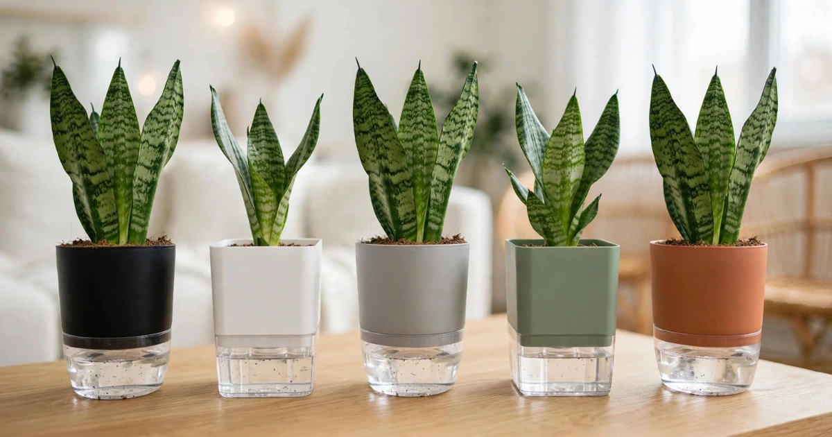 Multi Snake Plant in Self Watering Pot