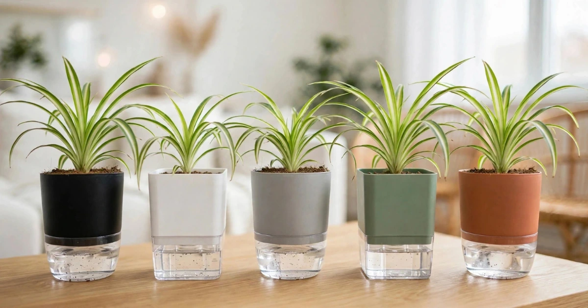 Multi Self Watering Pots with spider Plant