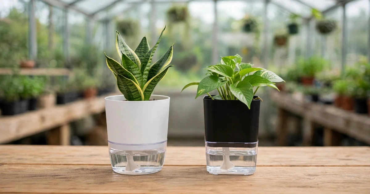 Self Watering pots with Plants Inside them